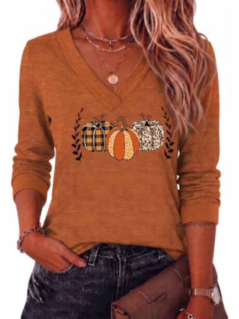 Women Long Sleeve V Neck Blouse Dressy Casual Fall Work Top